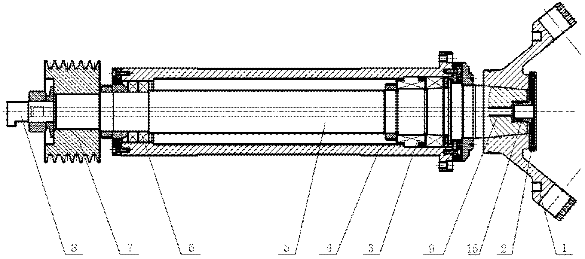 Grinding head spindle assembly for ball grinder with hollow cooling and flushing structure