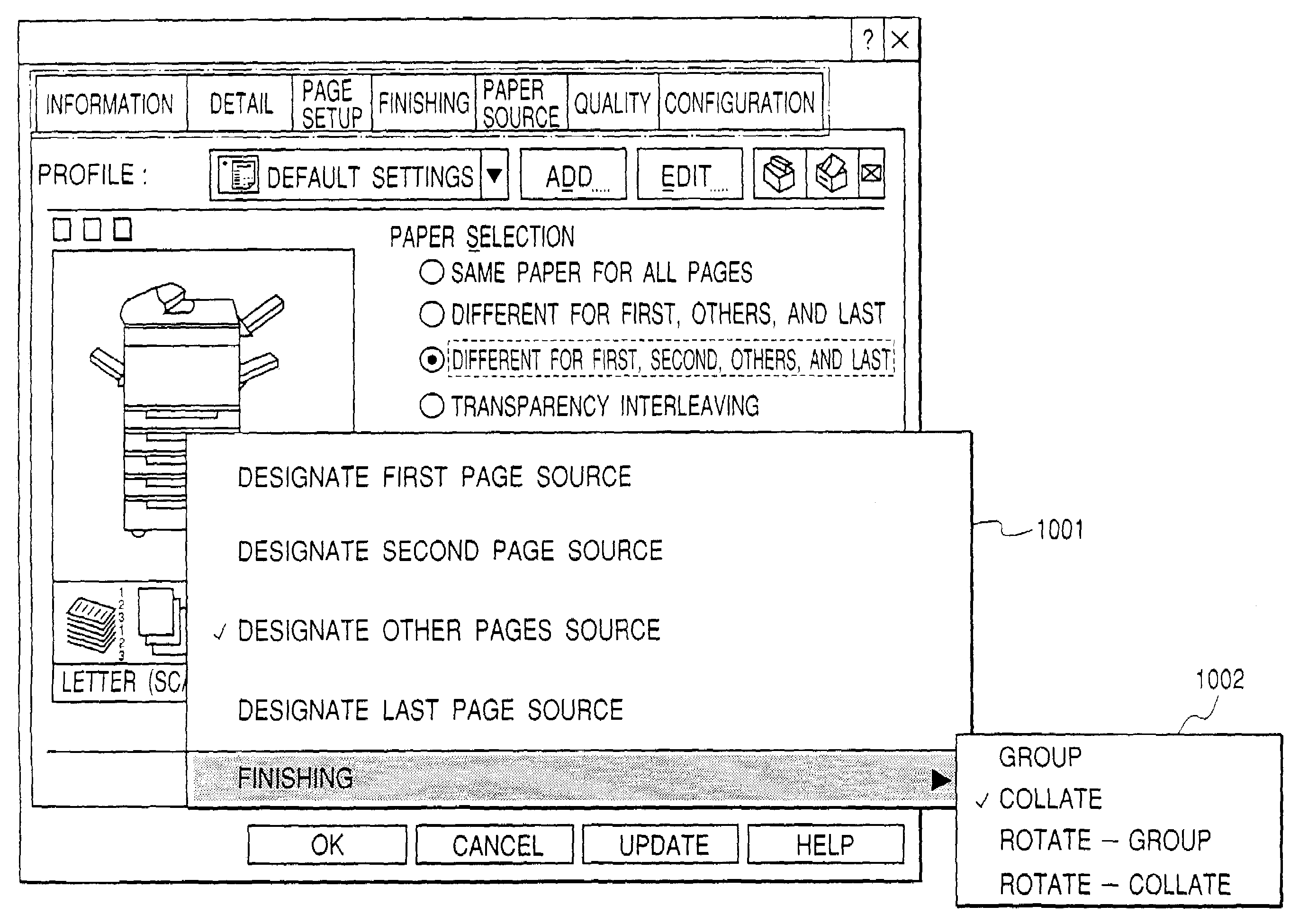 Information processing apparatus, device setting method, and computer-readable memory storing device driver program therein