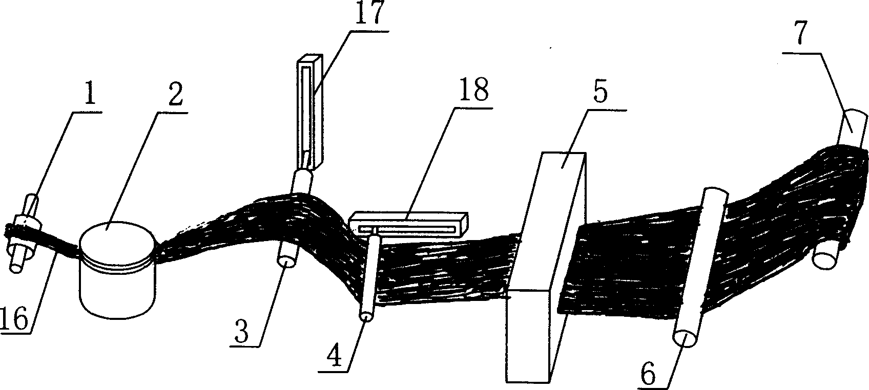 Continuous tow dispersing device