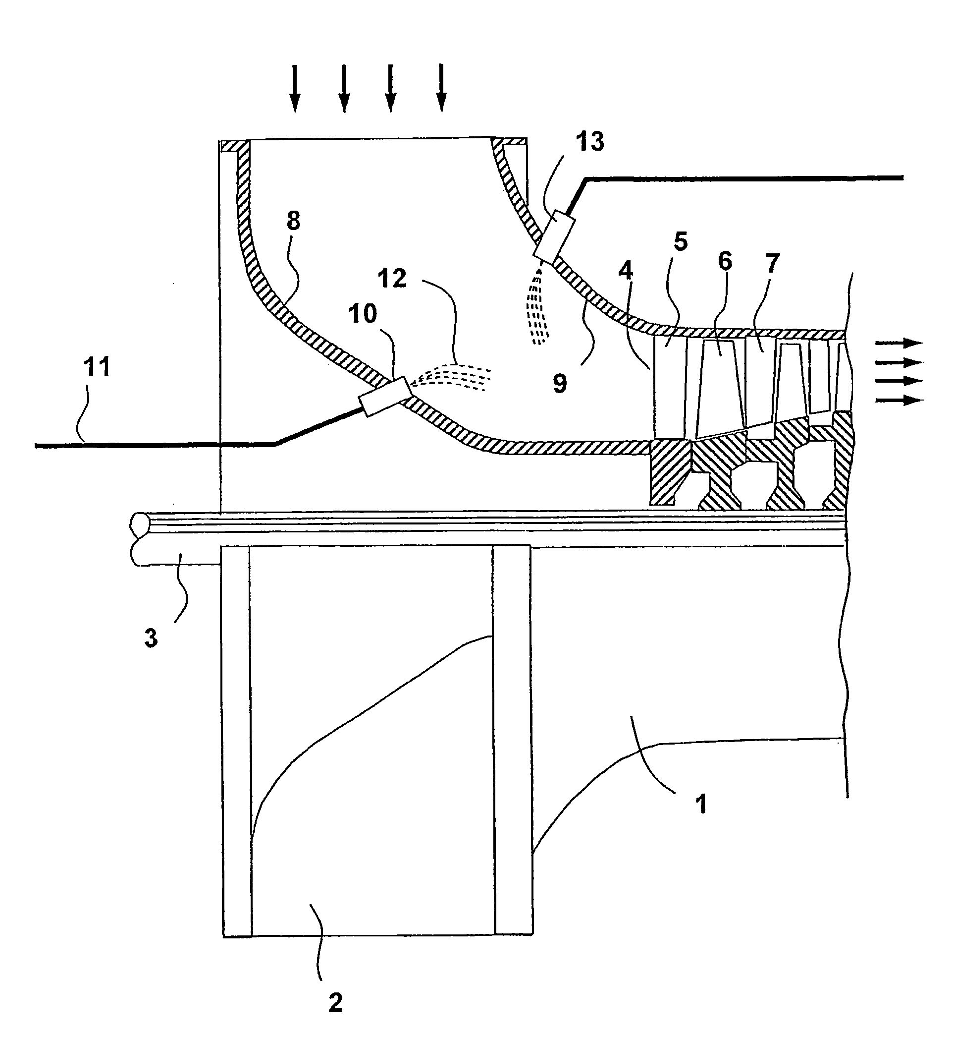 Nozzle and method for washing gas turbine compressors