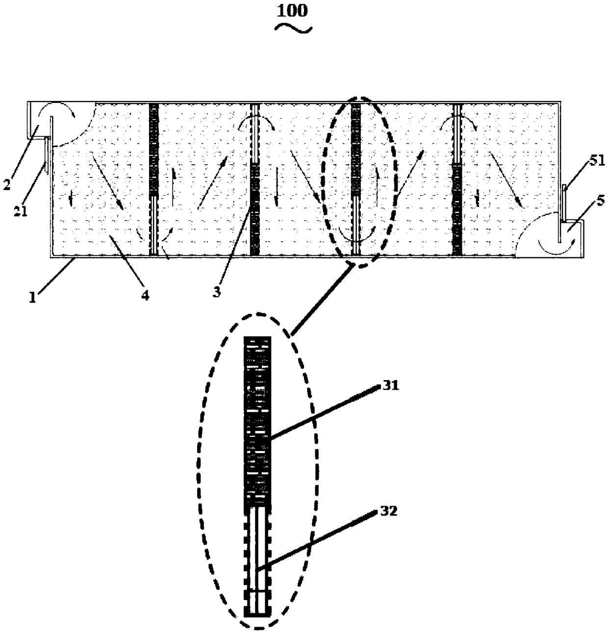 Net-like basalt fiber combined-type baffling artificial wetland system