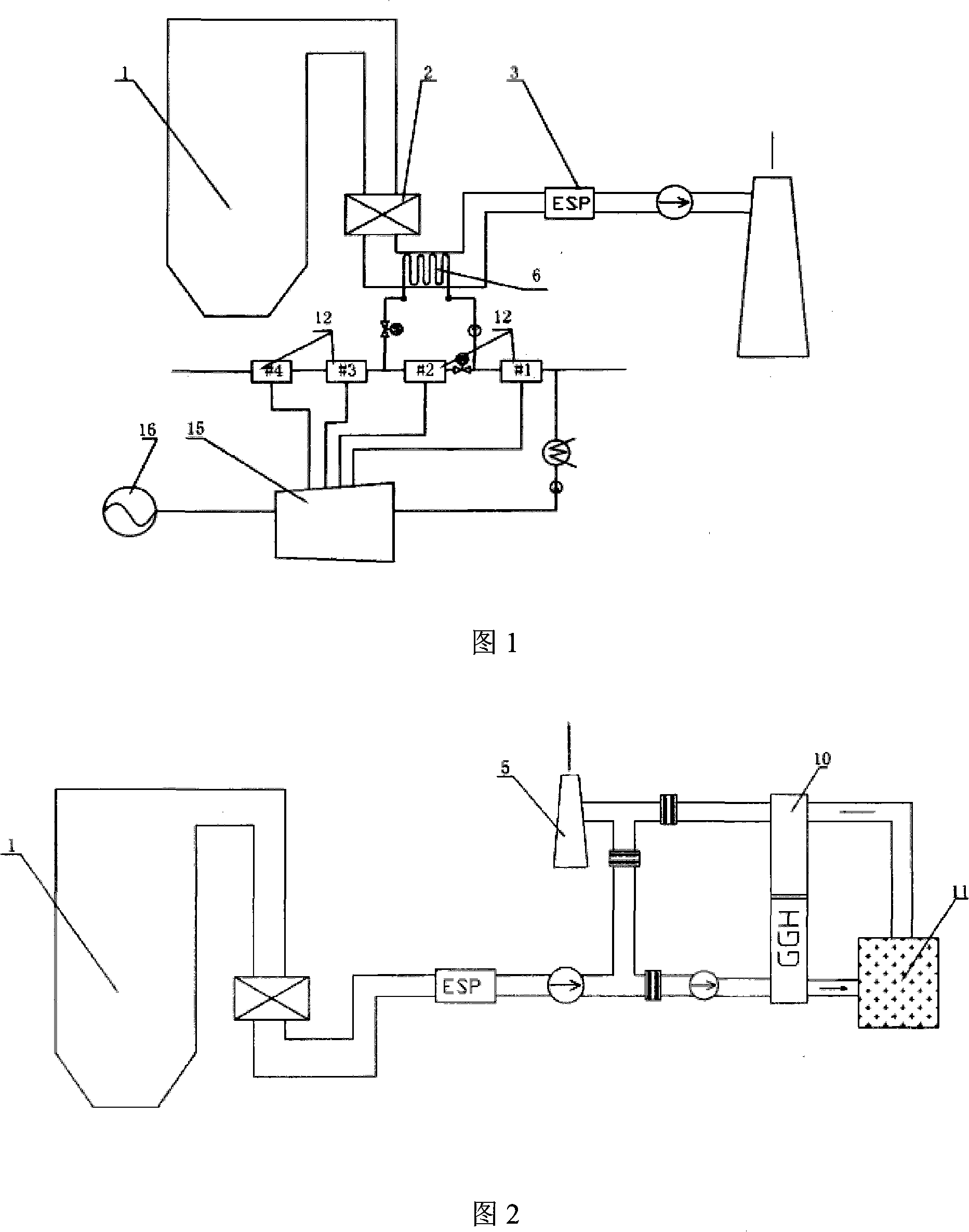 Desulfurize flue gas waste heat recovery system used in fire coal electric generating set