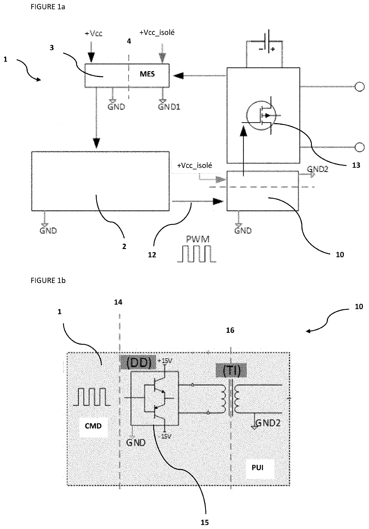 Floating-ground isolated power supply  for an electronic converter