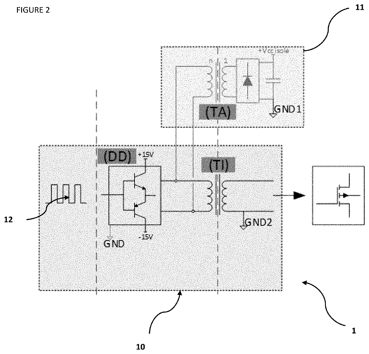 Floating-ground isolated power supply  for an electronic converter