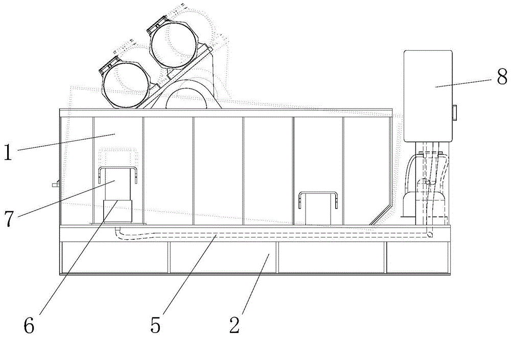 A kind of vibrating screen with pneumatic lifting screen box