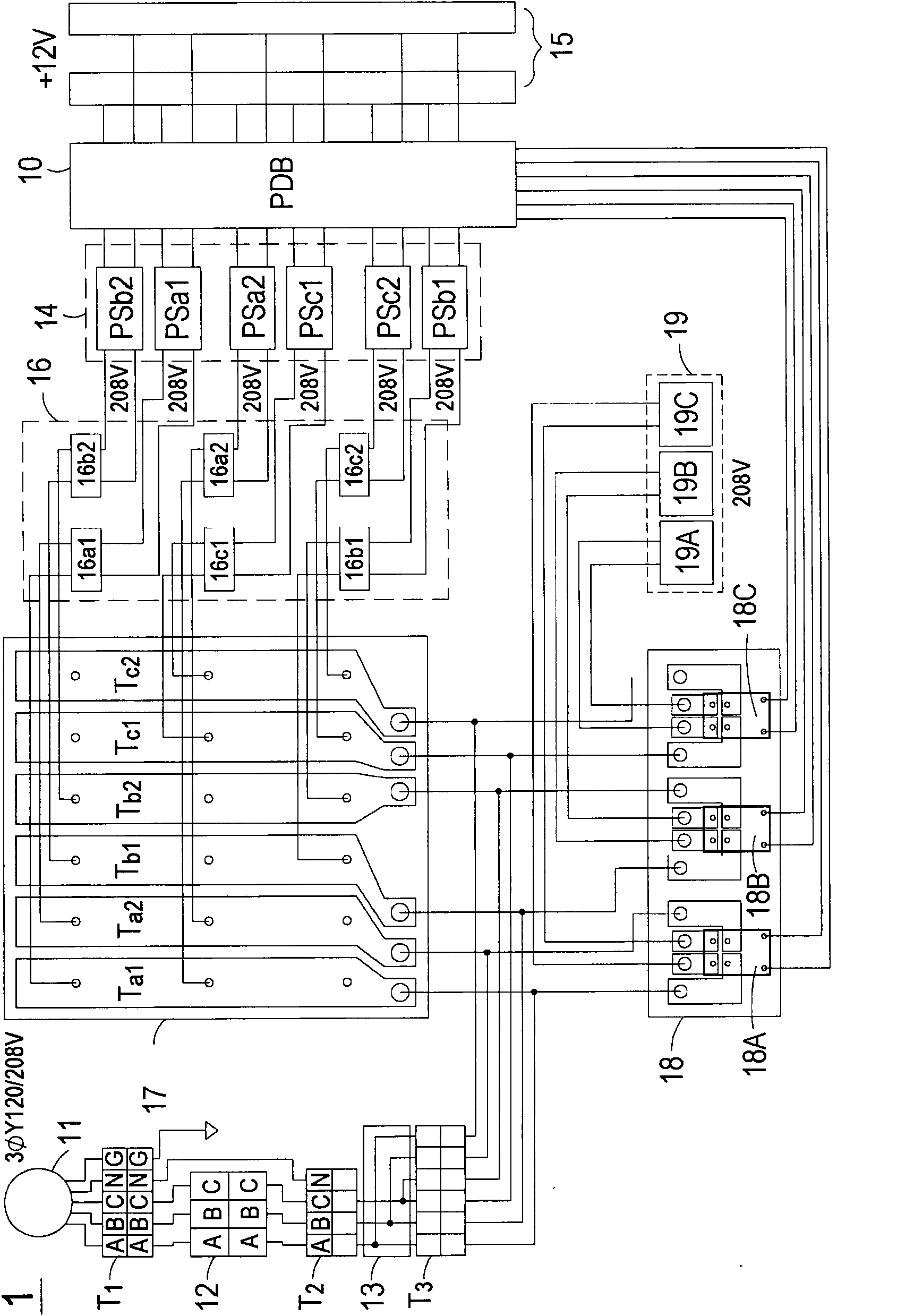 Power-supply distribution unit capable of accessing various three-phase power supplies and multi-type single-phase power supplies