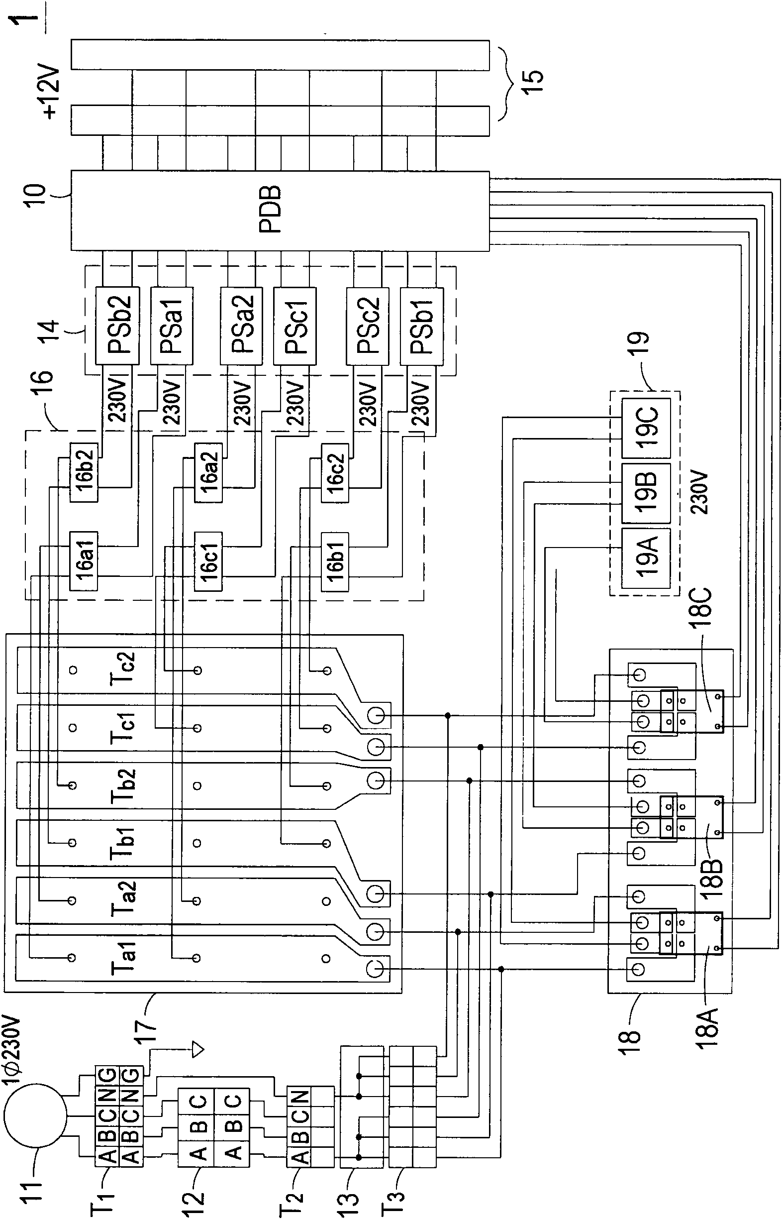 Power-supply distribution unit capable of accessing various three-phase power supplies and multi-type single-phase power supplies