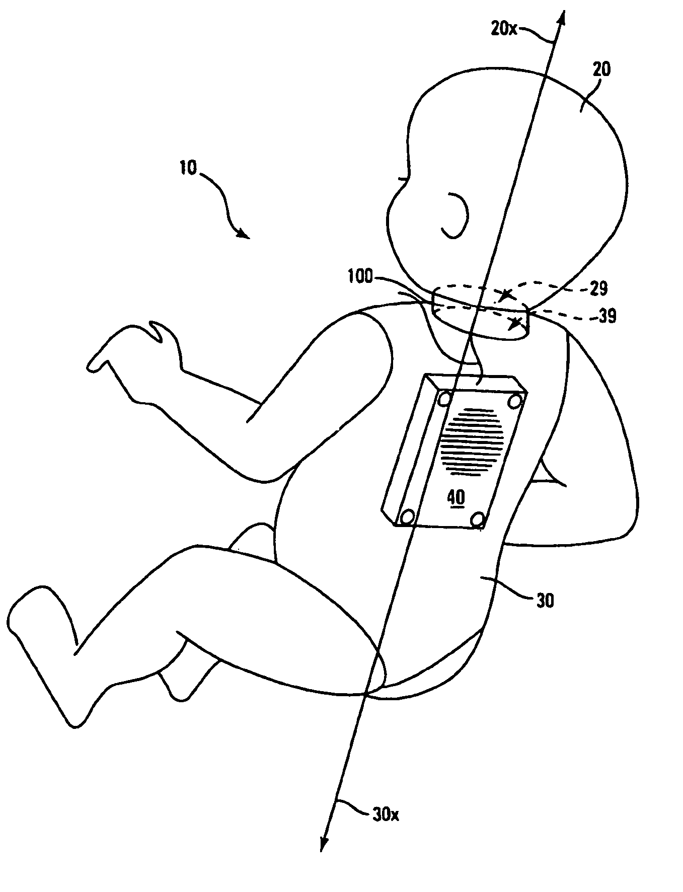 Infant simulator with floppy neck assembly having a full range of motion