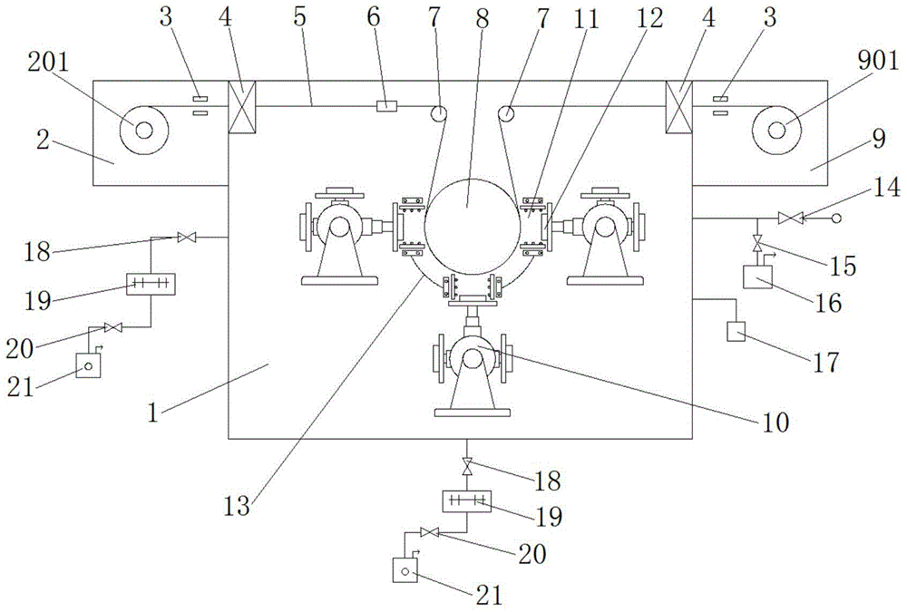 A fast-changing target single-sided reciprocating continuous high-efficiency coating magnetron sputtering roll-to-roll coating machine