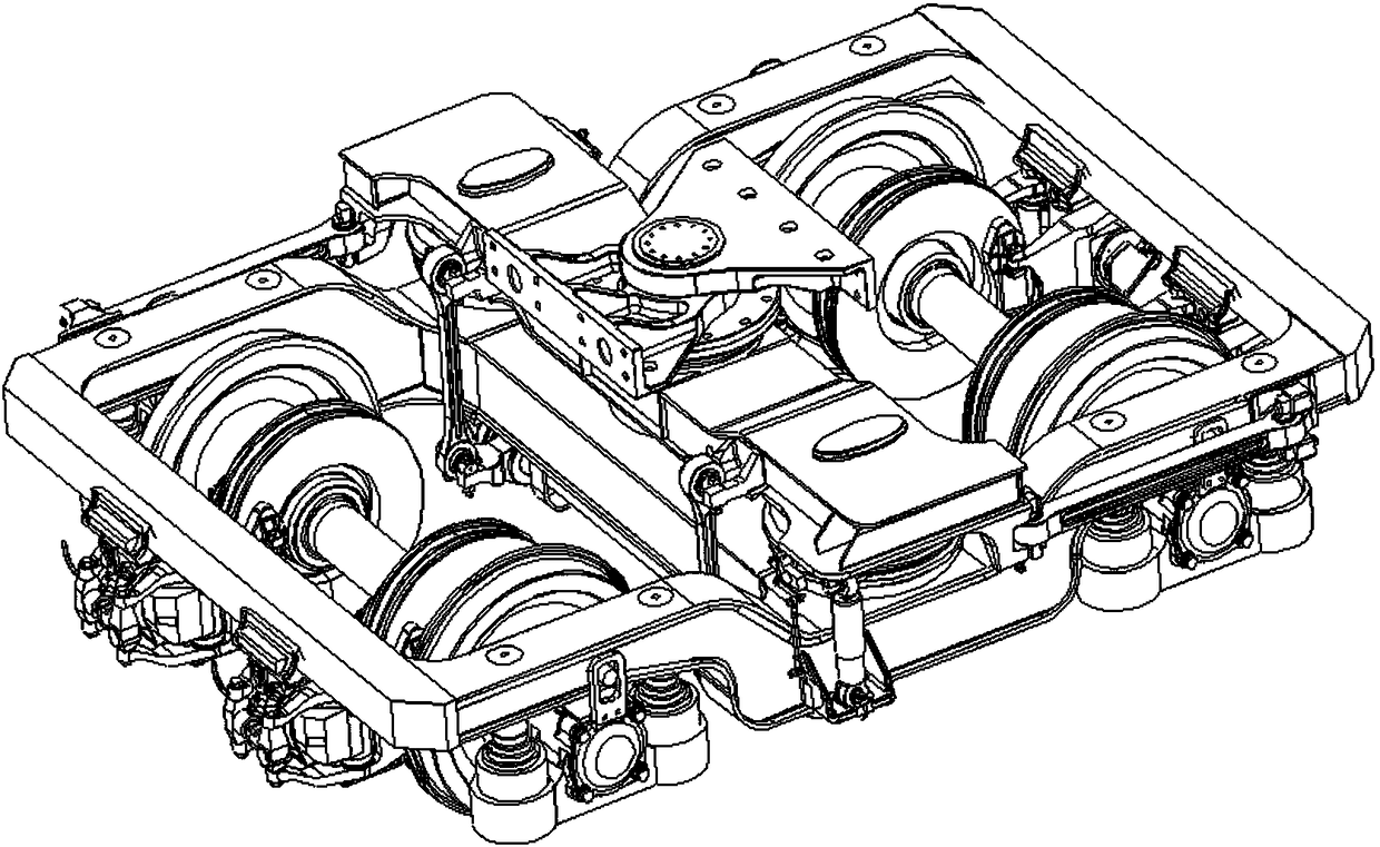 Intermediate articulated bogie with small-curve negotiation capability of six-axle high-floor light rail vehicle