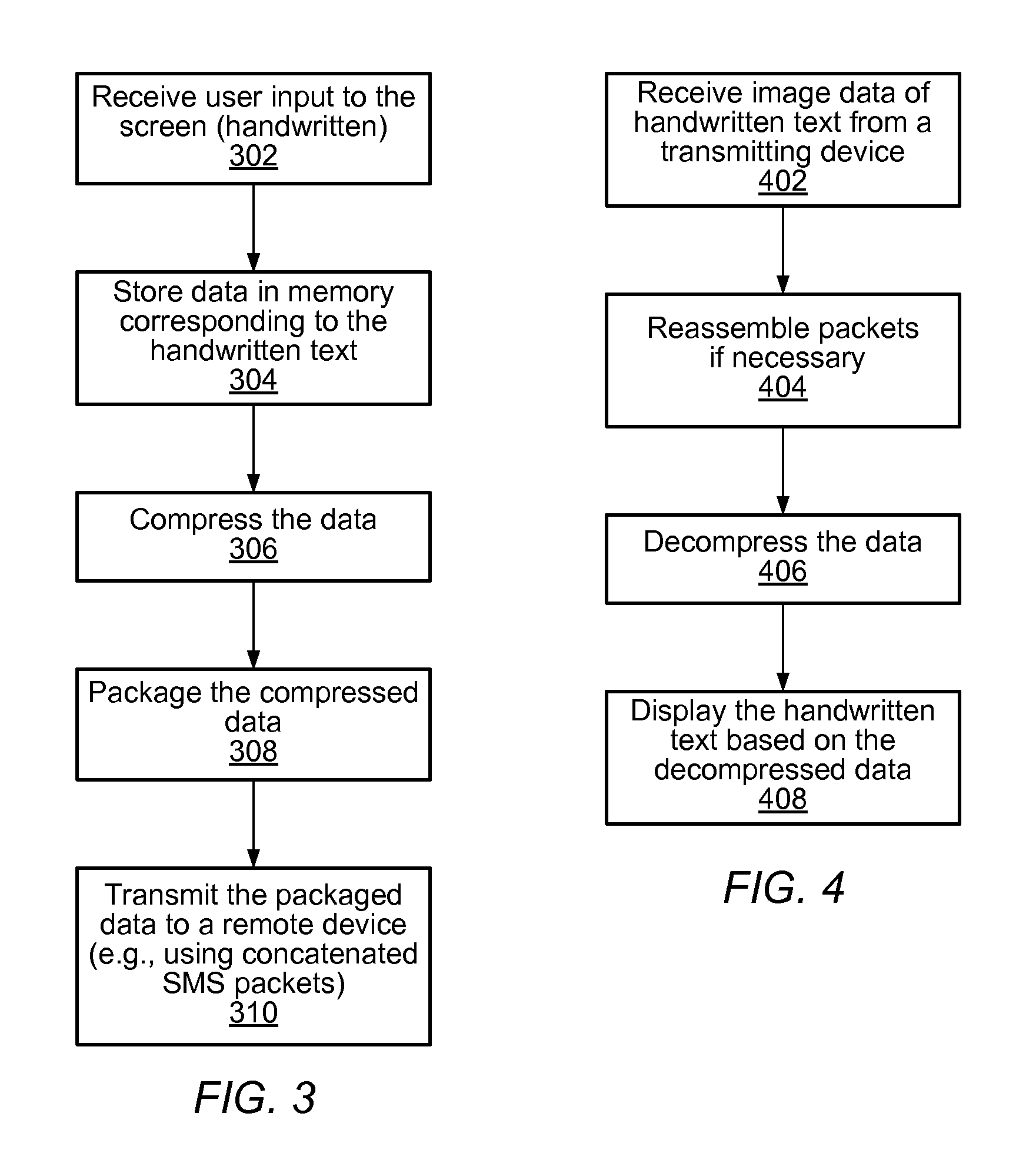 Transmission and reception of handwritten data on wireless devices without character recognition