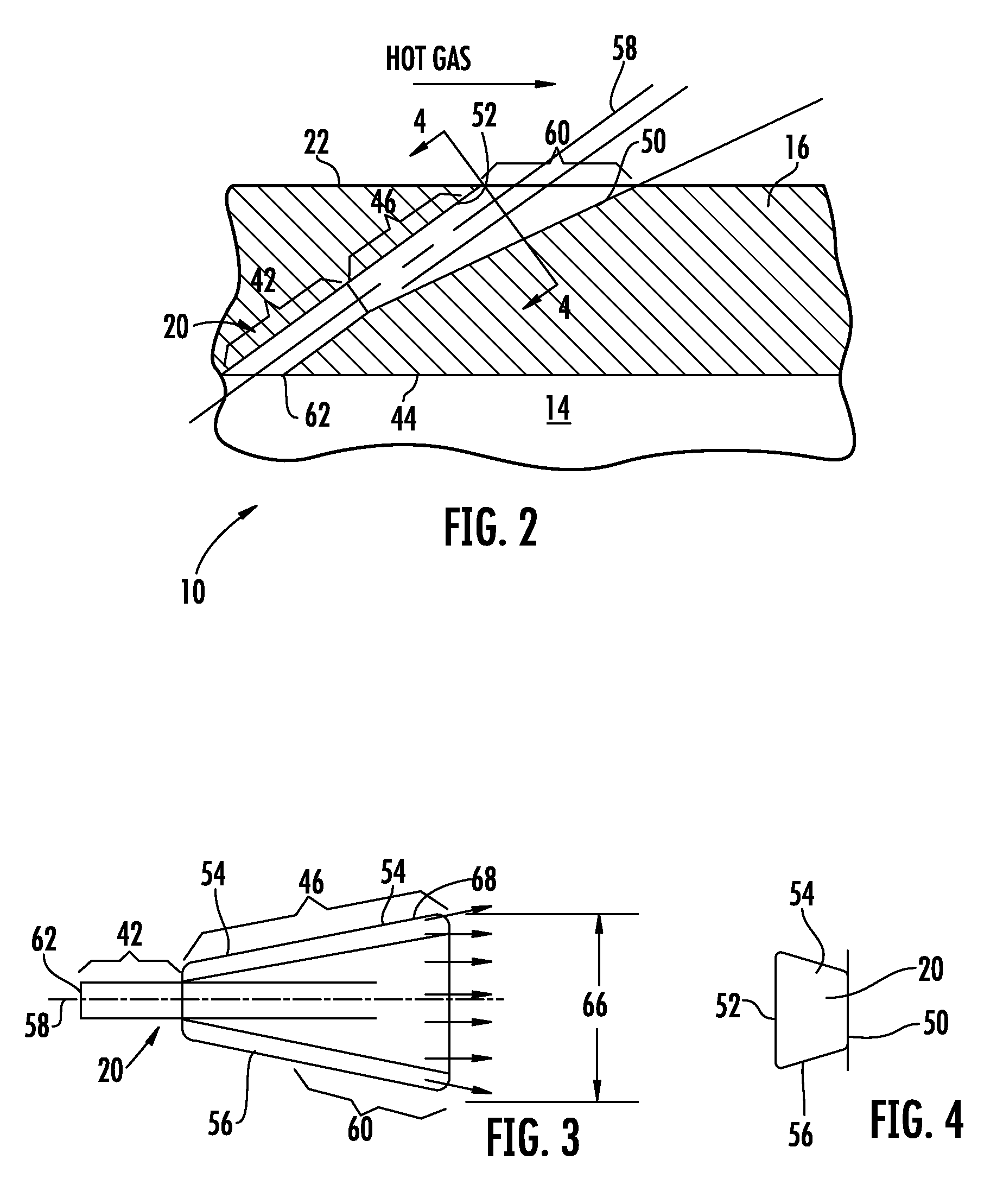 Turbine Airfoil Cooling System with Divergent Film Cooling Hole