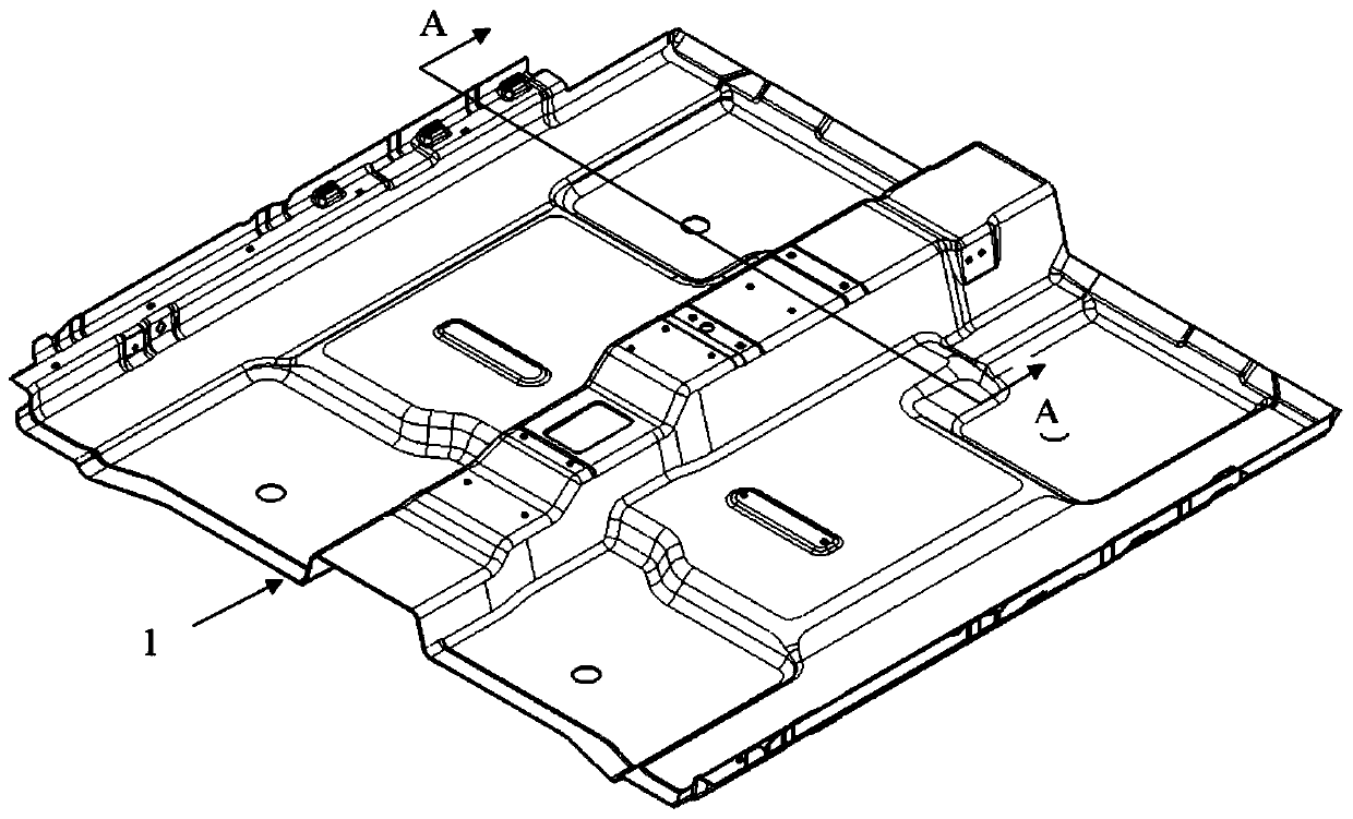 Composite material front floor single bottom plate of passenger vehicle and preparation method