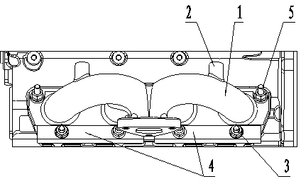 Compaction system for inclined plane for connecting engine exhaust manifold with cylinder cover