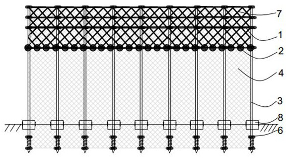 A staggered double-column flexible shallow sea aquaculture seine