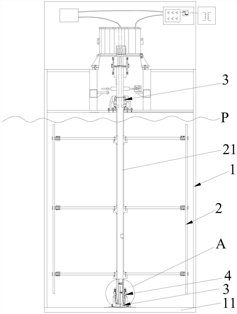 Rolling bearing protection device and a suitable vertical axis tidal current energy generating device thereof