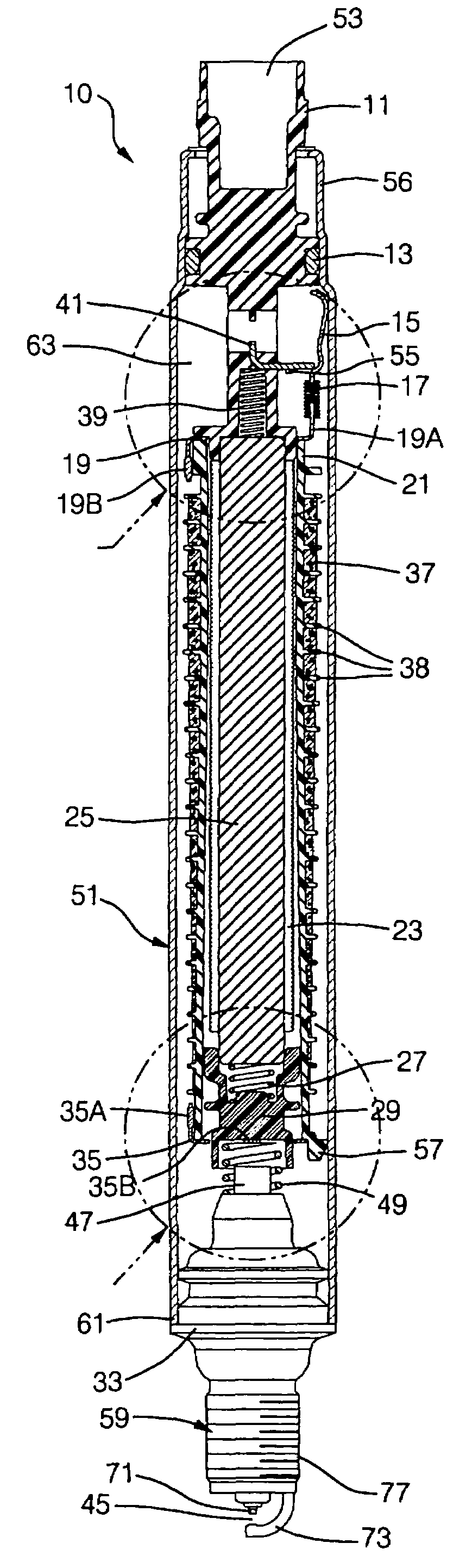 Ignition coil with wire rope core and method