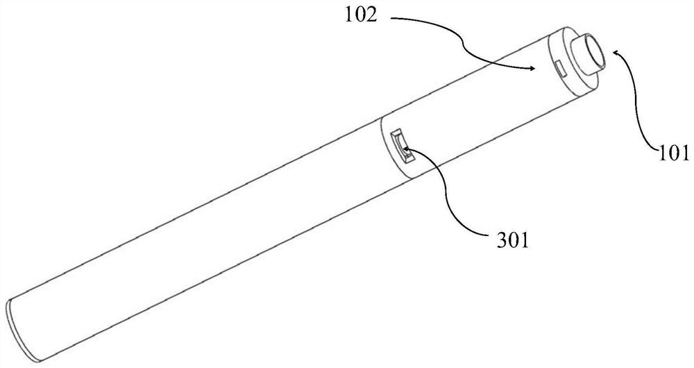 A downhole gas-liquid separation device suitable for shale oil pumping unit oil production system