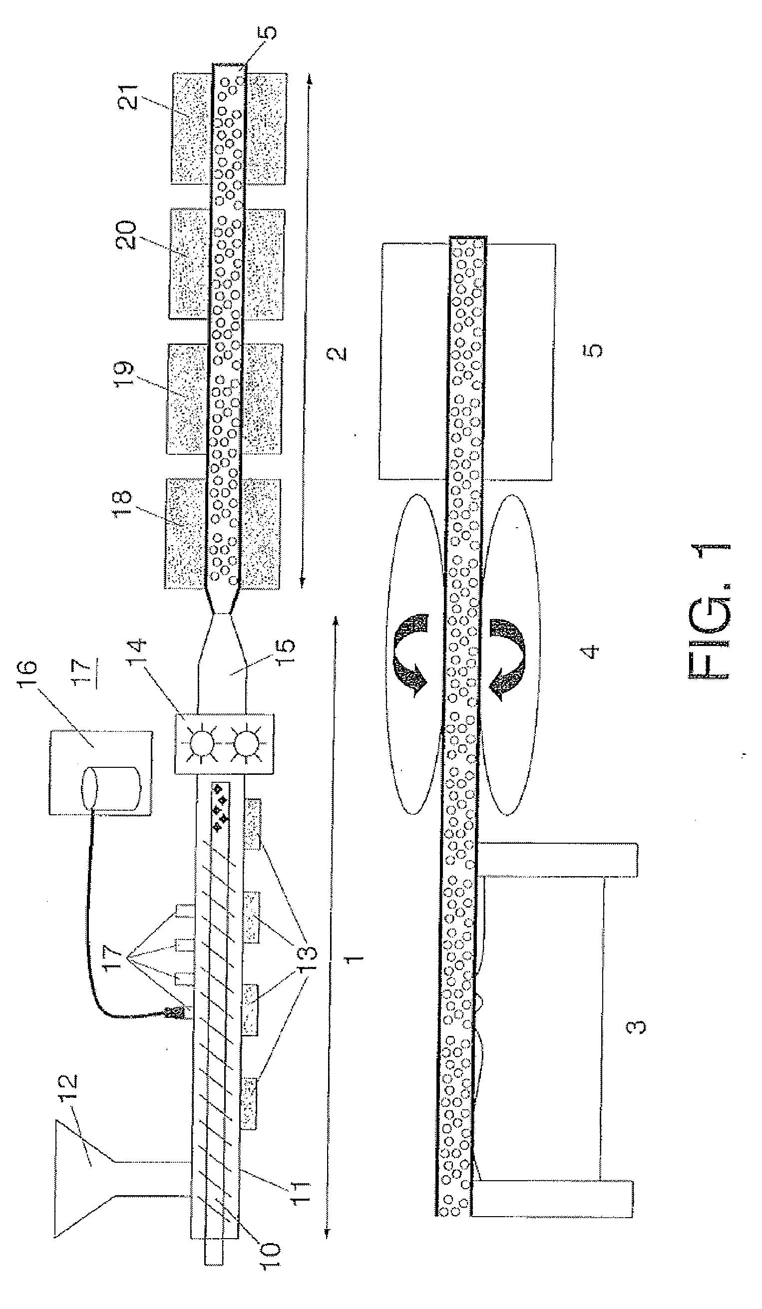 Composition, process and installation for the continuous production of a foamed polymeric sheet and sheet thus produced