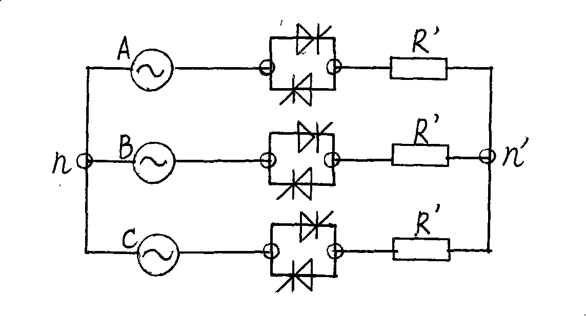 Low-voltage and high-voltage motor soft starter composed of three-phase commutation bridge