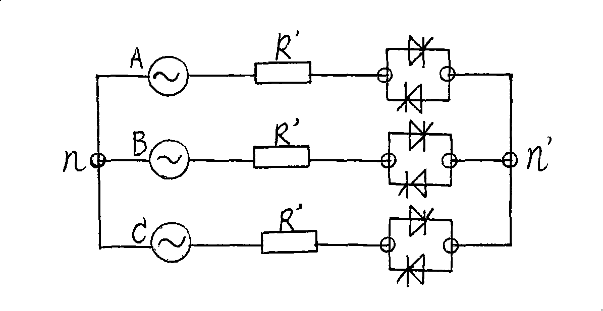 Low-voltage and high-voltage motor soft starter composed of three-phase commutation bridge