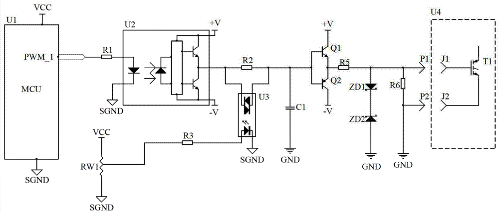 An igbt module gate drive resistance equivalent adjustment circuit