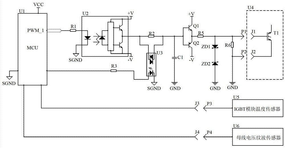 An igbt module gate drive resistance equivalent adjustment circuit