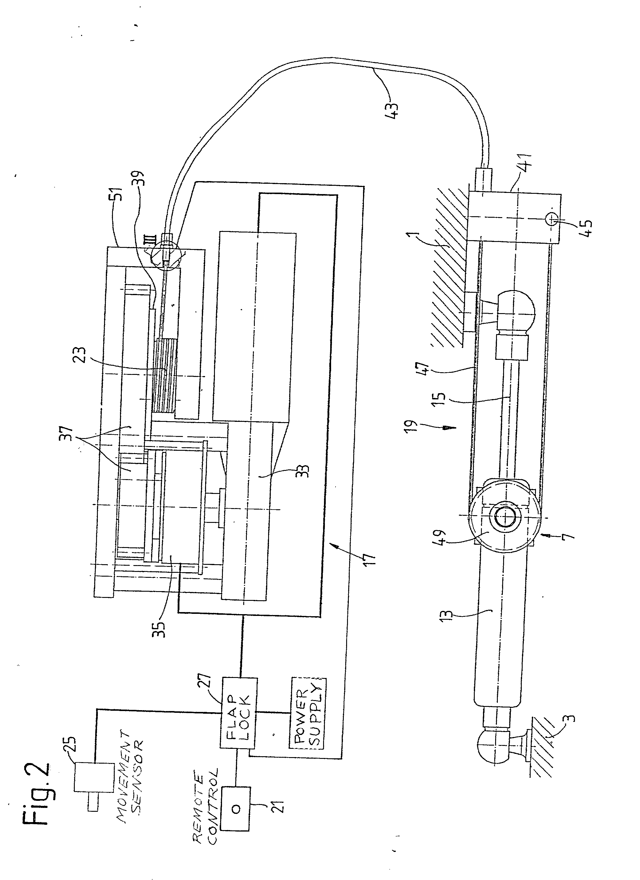 Actuating system comprising a piston-cylinder assembly together with a driving device