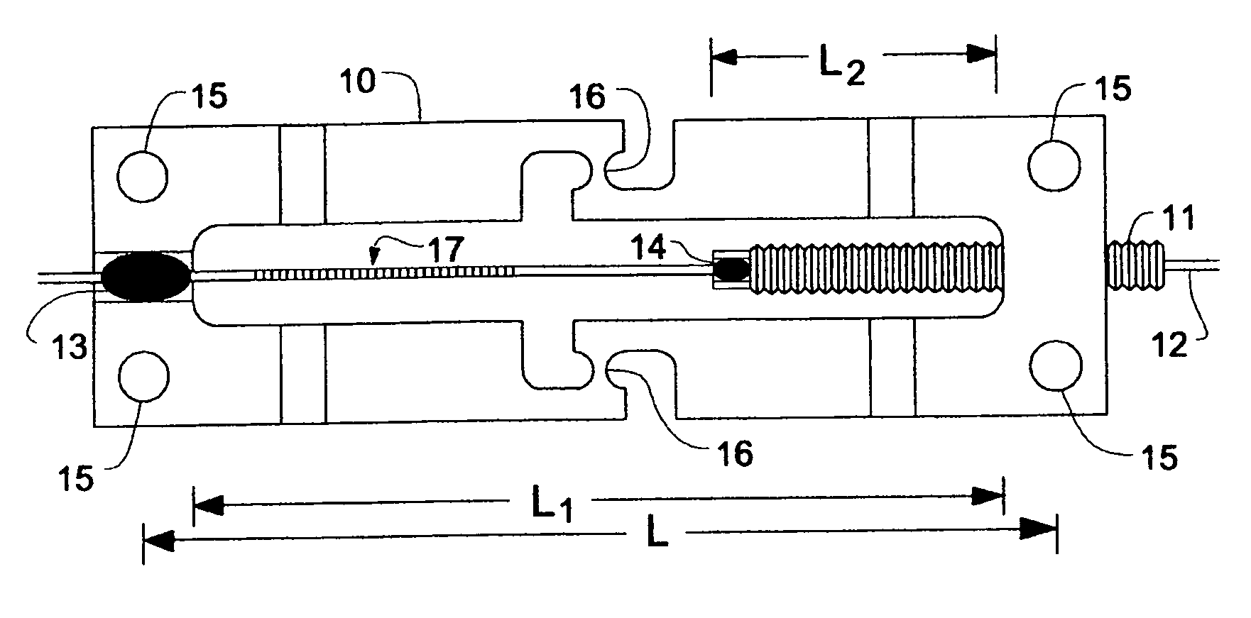 Passive athermal fiber bragg grating strain gage