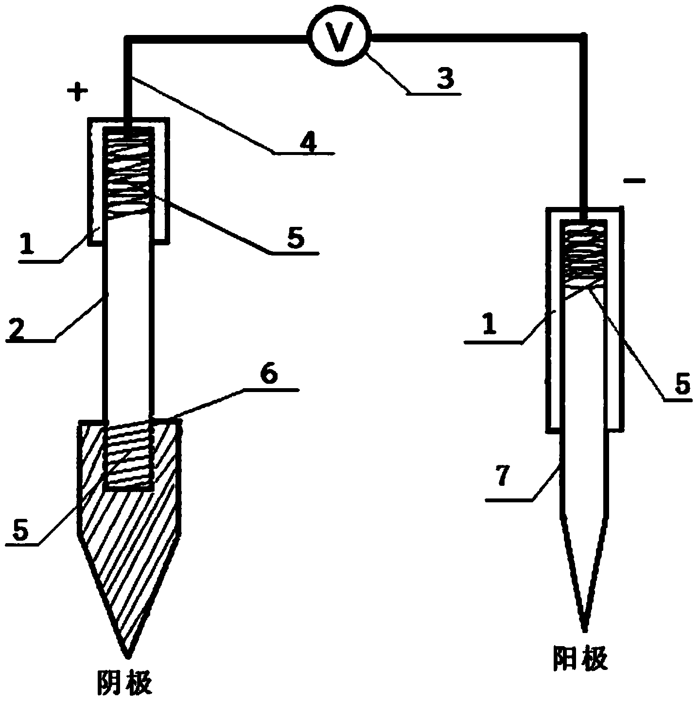 Soil microbial fuel cell taking graphite rods as electrodes and application of soil microbial fuel cell