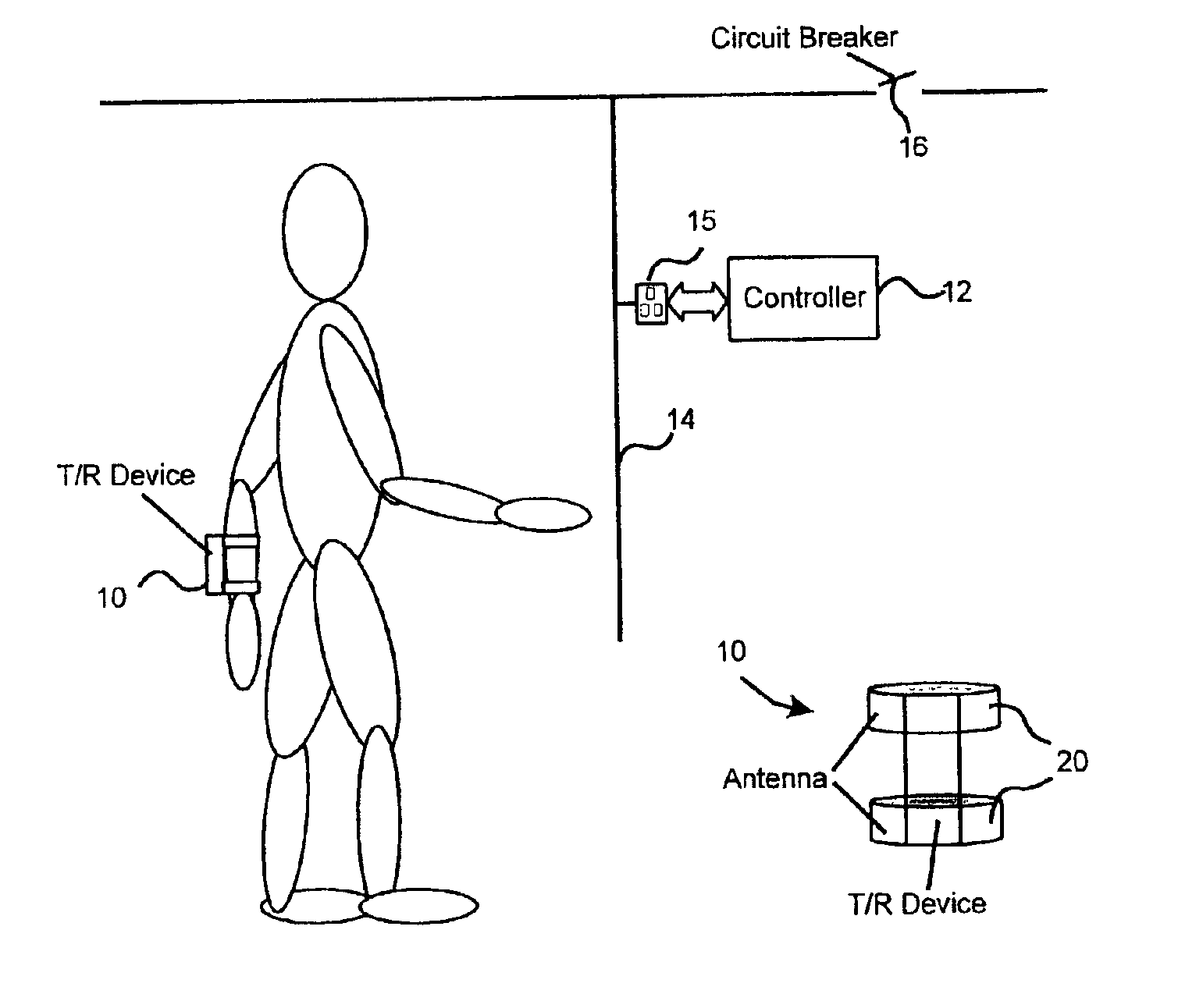 Electrical injury protection system using radio frequency transmission