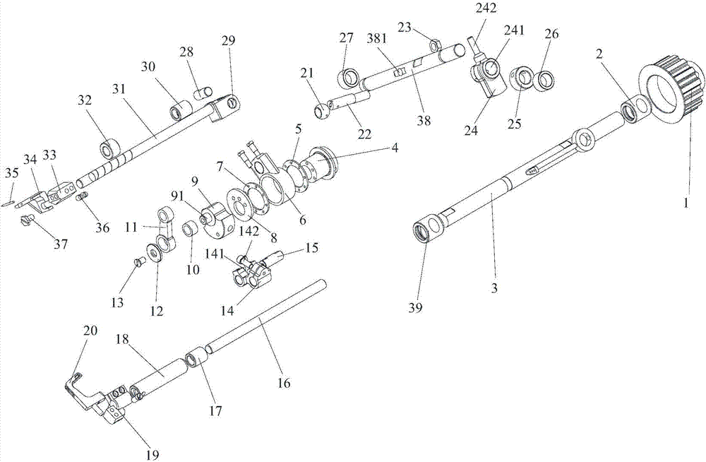 Looper thread hooking mechanism and fork needle forking mechanism for hose reel foot machine