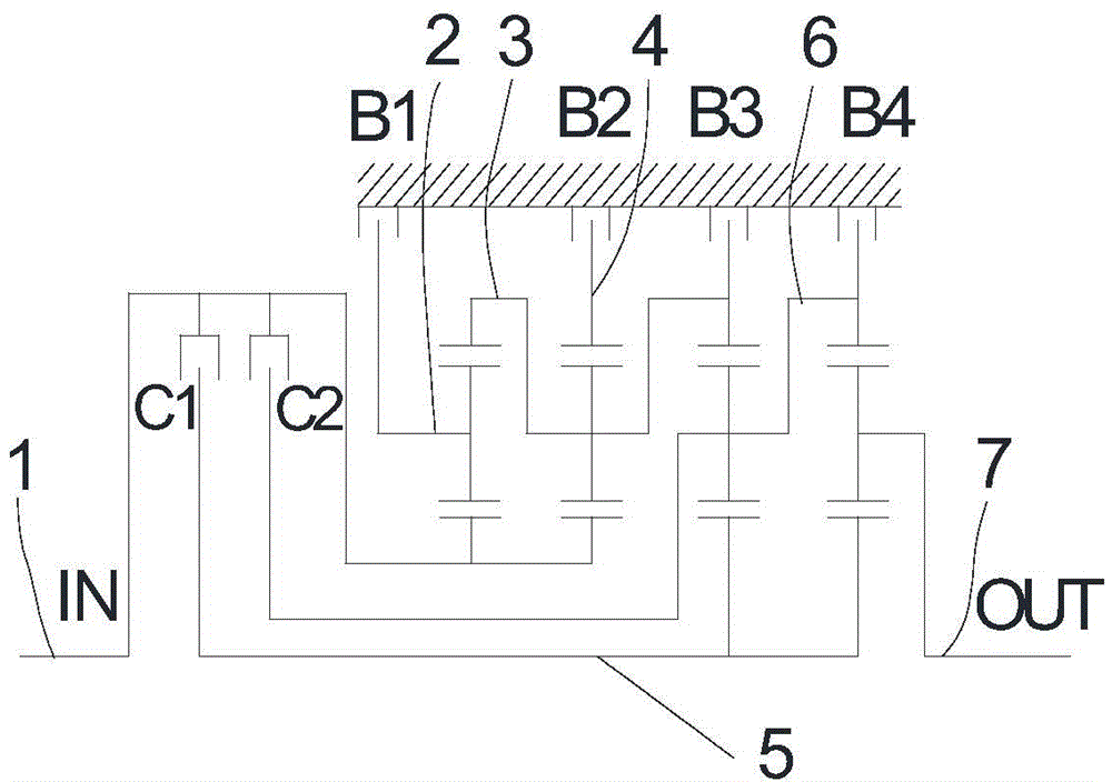 Multi-gear transmission and planetary gear train thereof