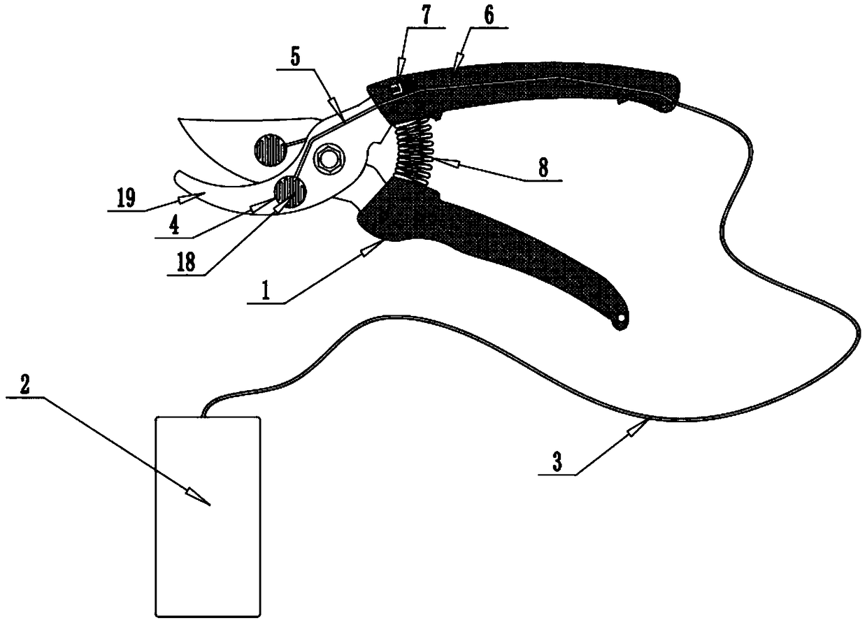 Electric-heating disinfected pruning shears