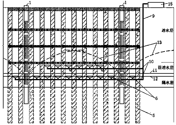 Water seepage drainage structure outside side wall of foundation pit and construction method thereof