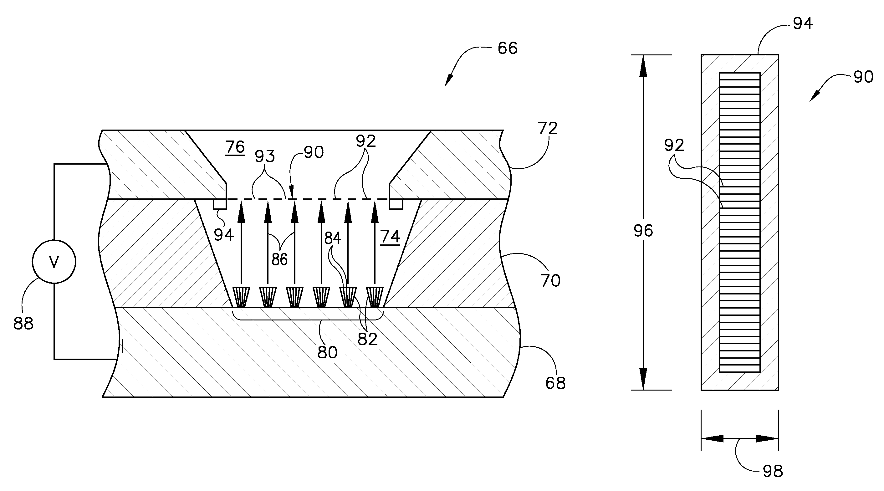 One-dimensional grid mesh for a high-compression electron gun