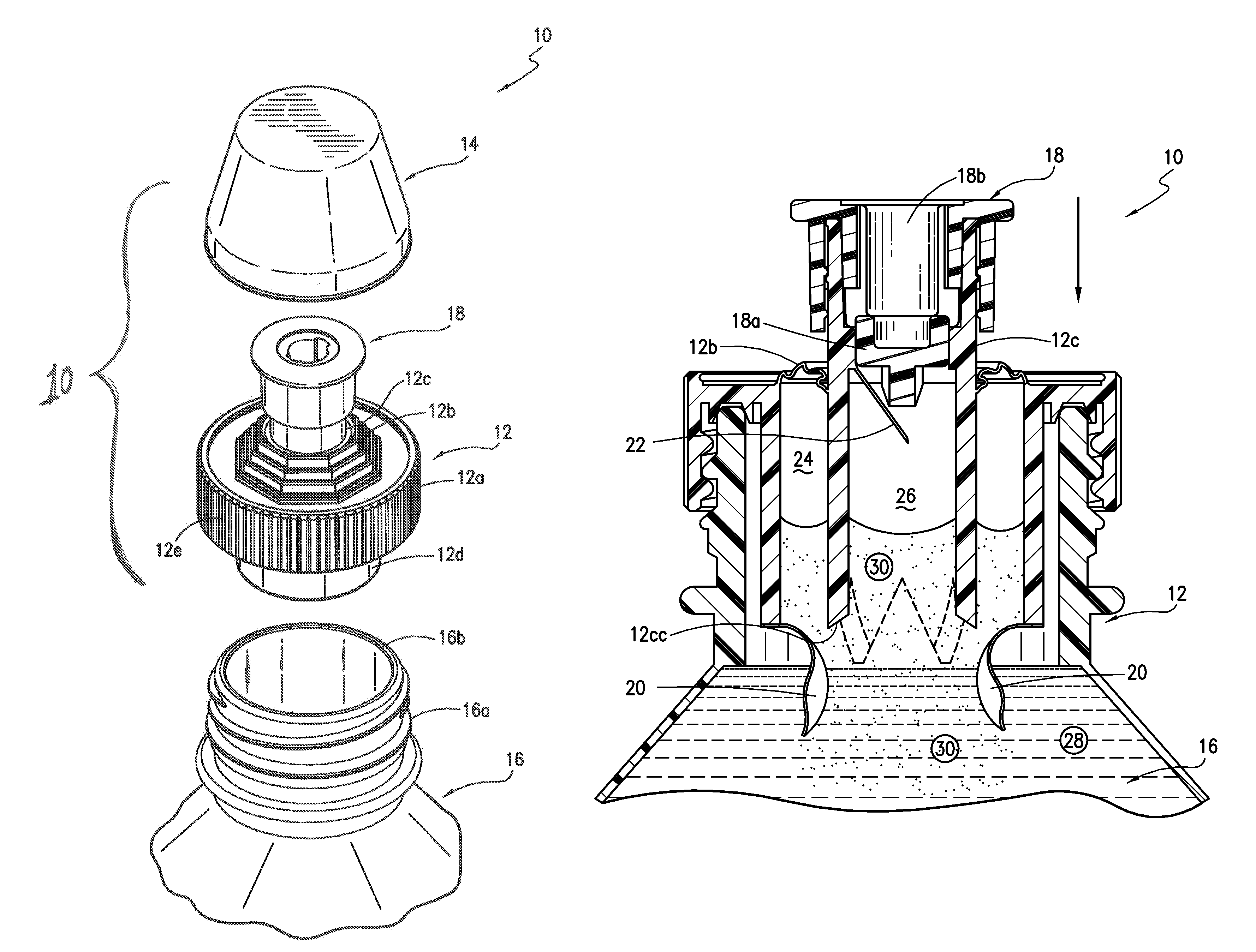 Ingredient dispensing cap for mixing beverages with push-pull drinking spout