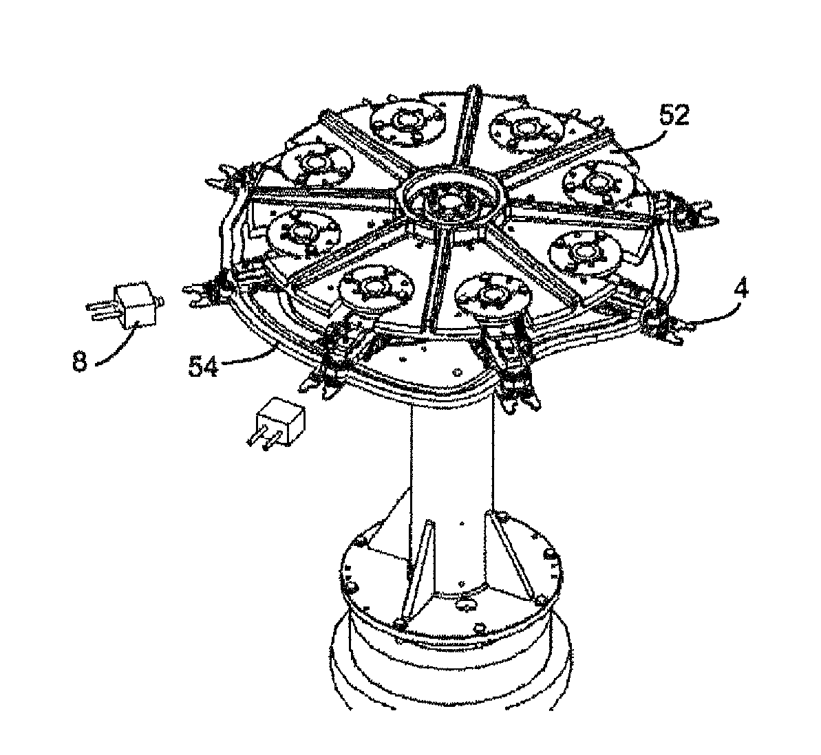 Apparatus for treating containers including carrier sterilisation