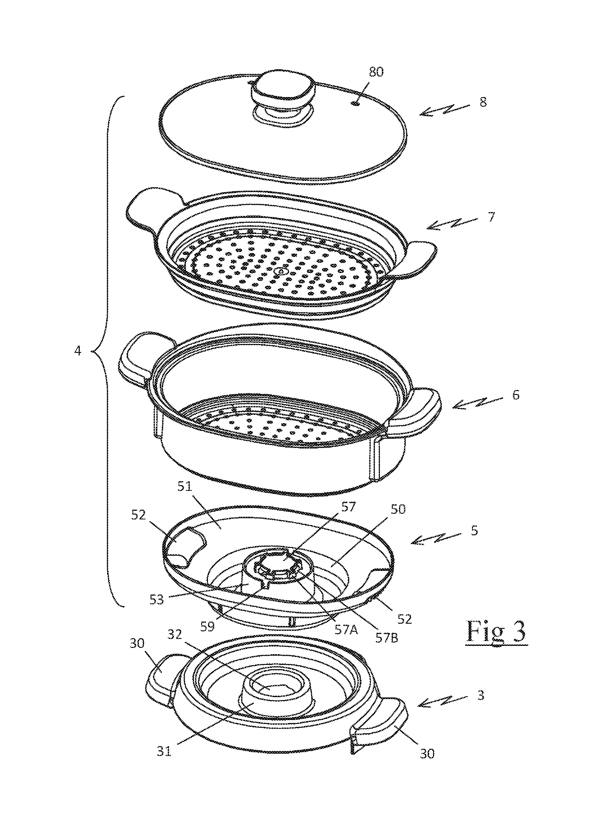 Steaming accessory comprising a receptacle for collecting condensates designed to rest on a mixing bowl of a household appliance