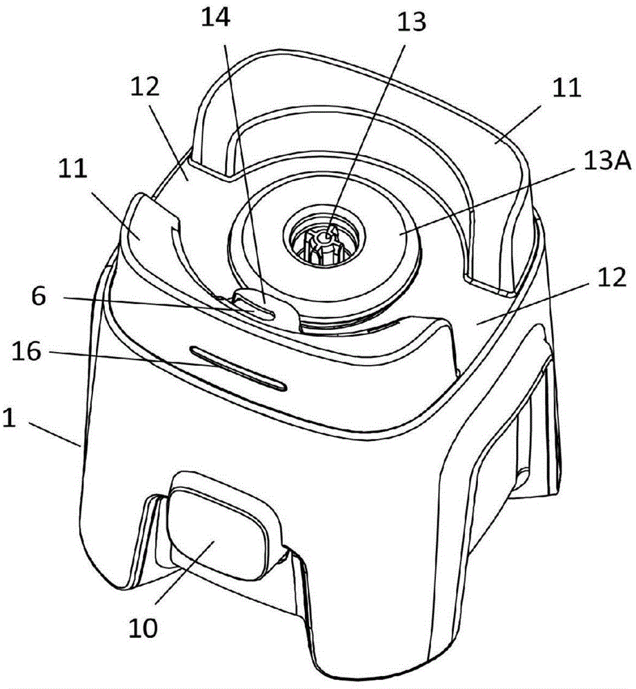 Household cooking appliance comprising a removable container which can be arranged on a housing by a simple translation movement