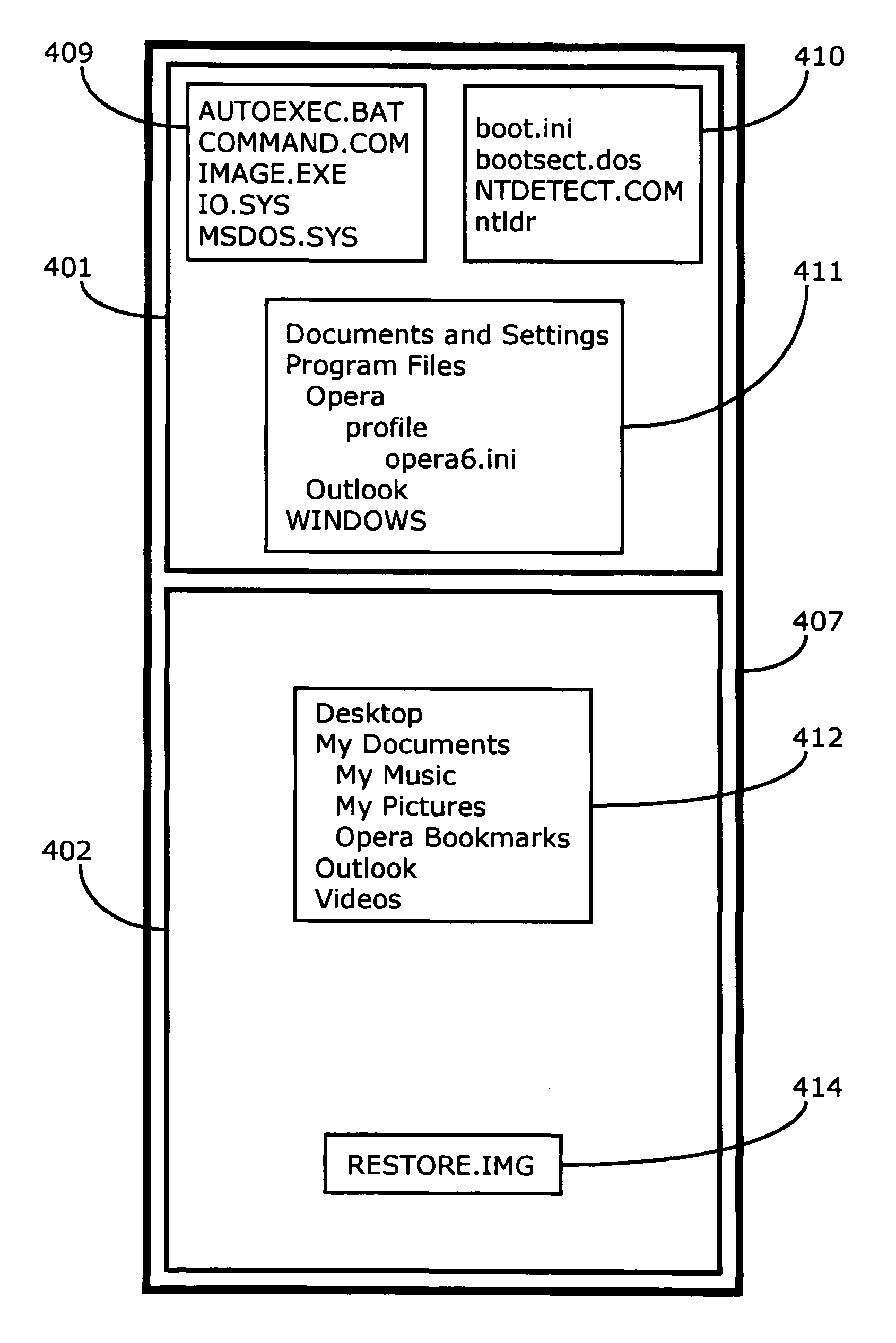 Computer with bootable restoration