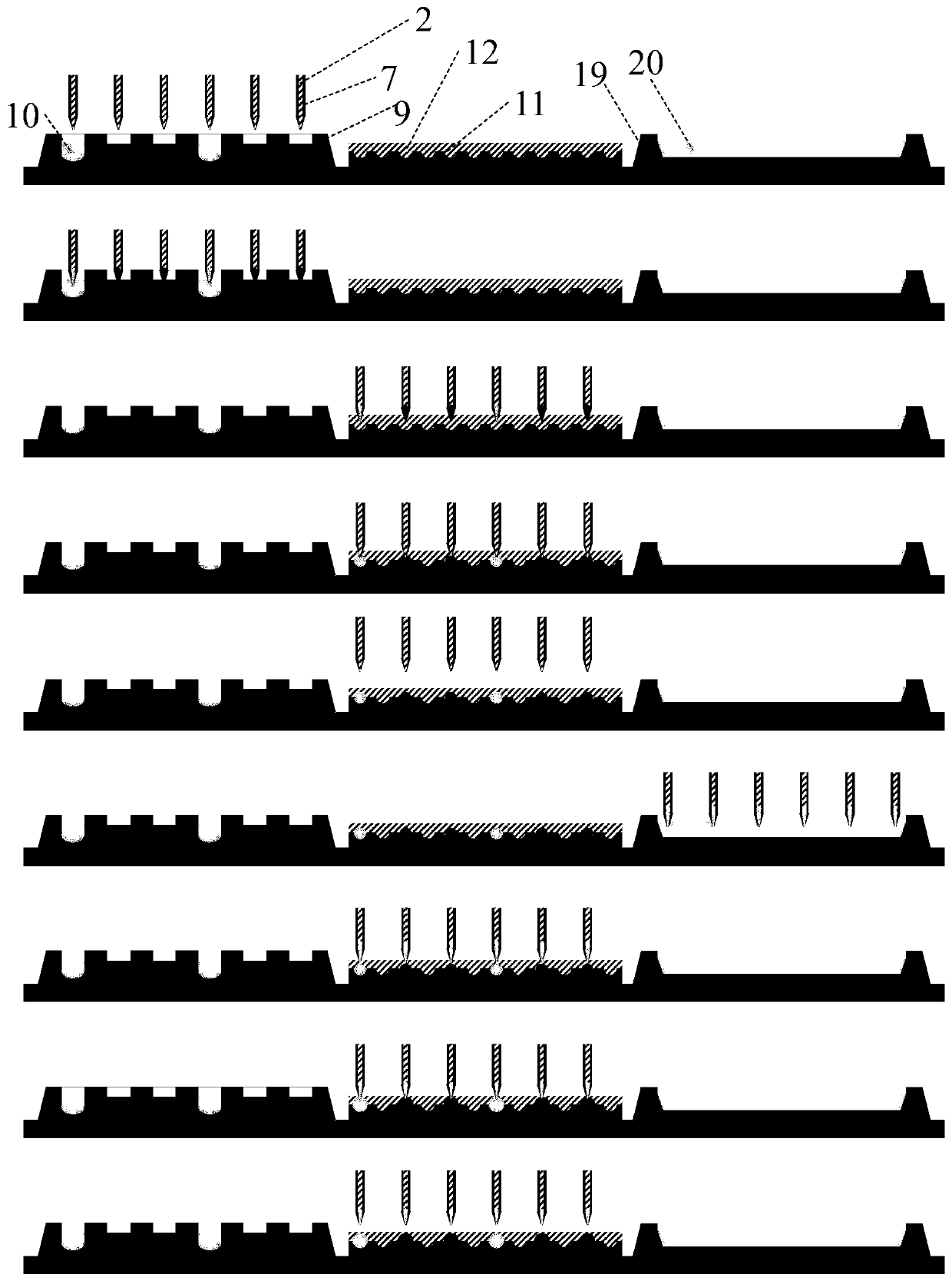 Multi-channel droplet quantitative measuring device and measuring method based on pressure driving