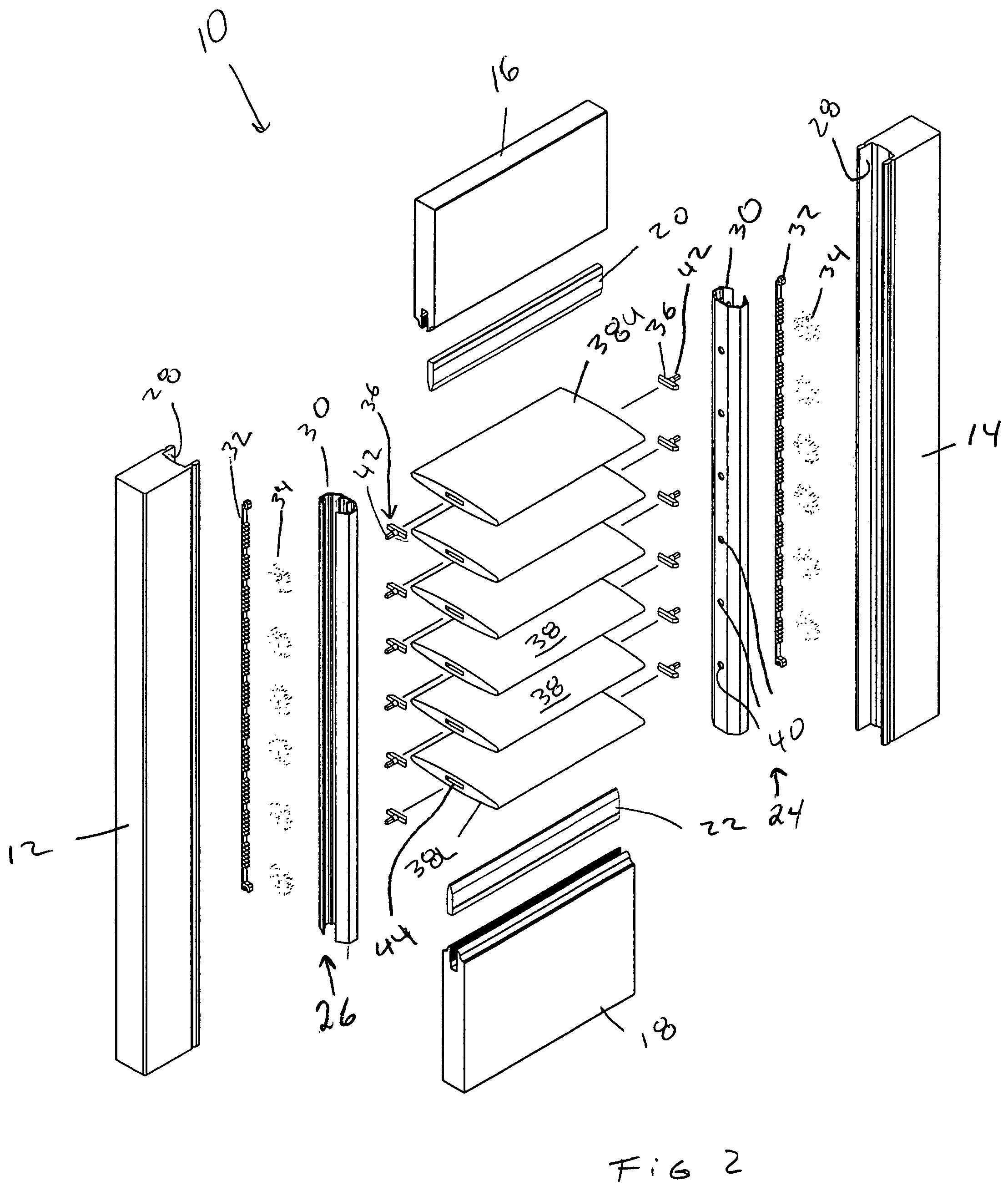 Adjustable size shutter with rack and pinion tilt mechanism