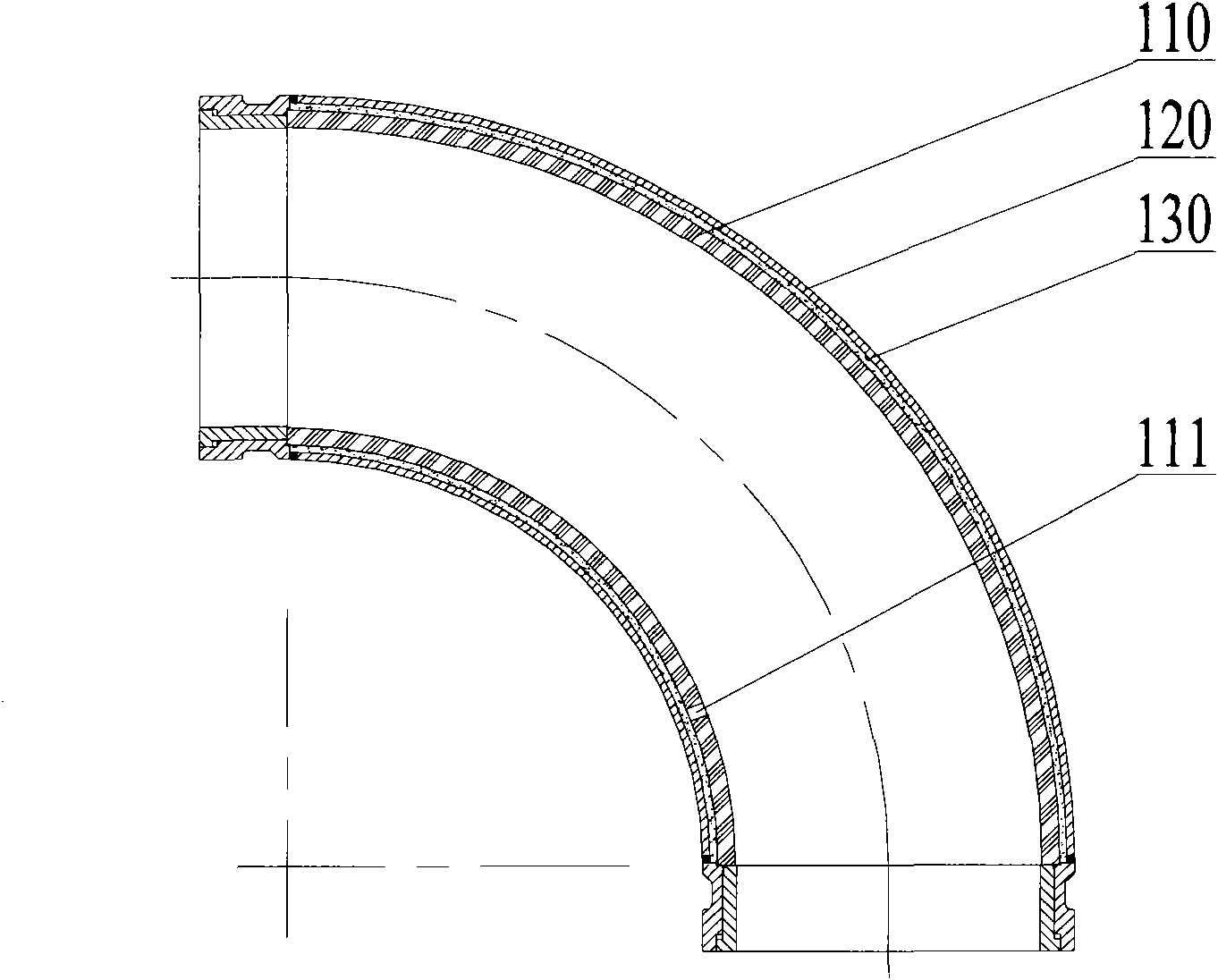 Conveying bent pipe, concrete conveyer and manufacturing method of same