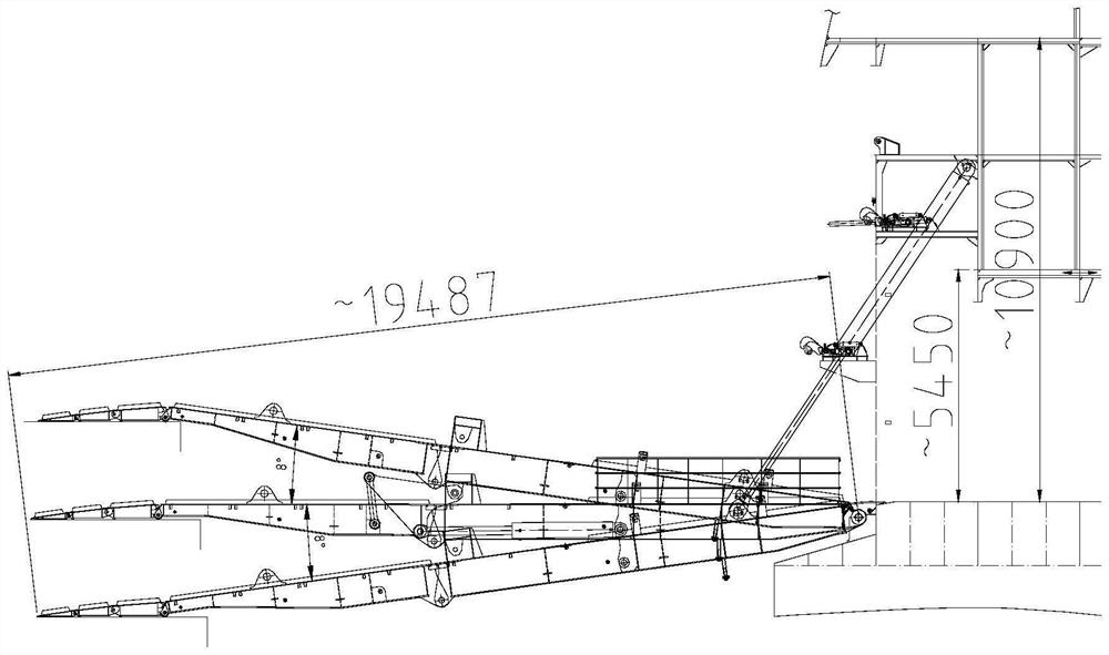 Marine three-section folding vehicle springboard structure