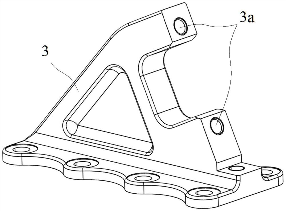 V-shaped thrust rod support and V-shaped thrust rod connecting structure