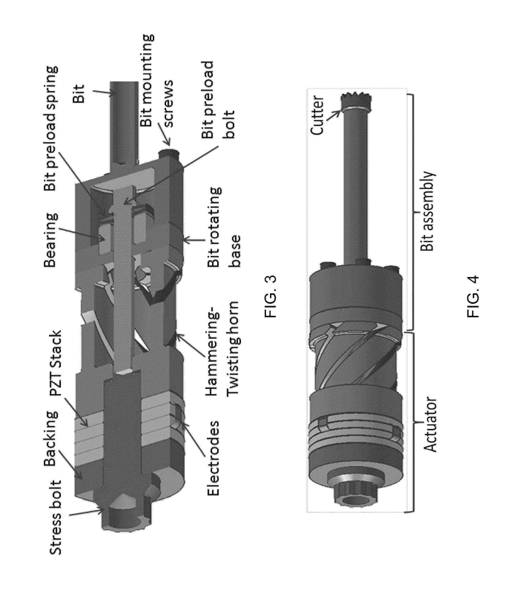 Single piezo-actuator rotary-hammering (SPaRH) drill