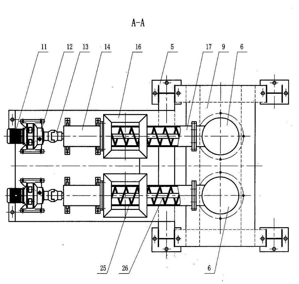 Vertical multi-cylinder or single-cylinder hydraulic briquette extruder with helical impeller feeding