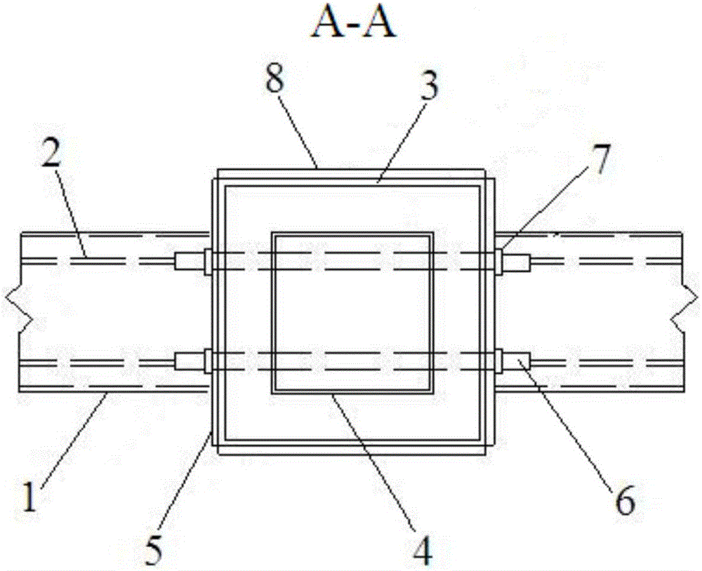 High-strength concrete-filled steel tube column-beam joint structure and construction method thereof