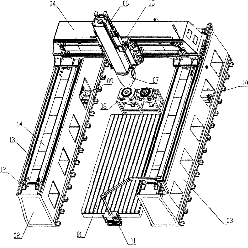 Direct-drive high-speed five-axis gantry machining center with replaceable milling head